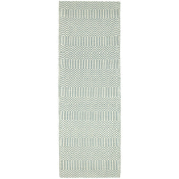 Sloan Modern Duo-Tone Geometric Diamond Hand-Woven Soft-Touch Durable Textured Wool & Cotton Blend Flatweave Duck Egg/Cream Runner-Asiatic Carpets-Rug Love - The Most Loved Rug Store
